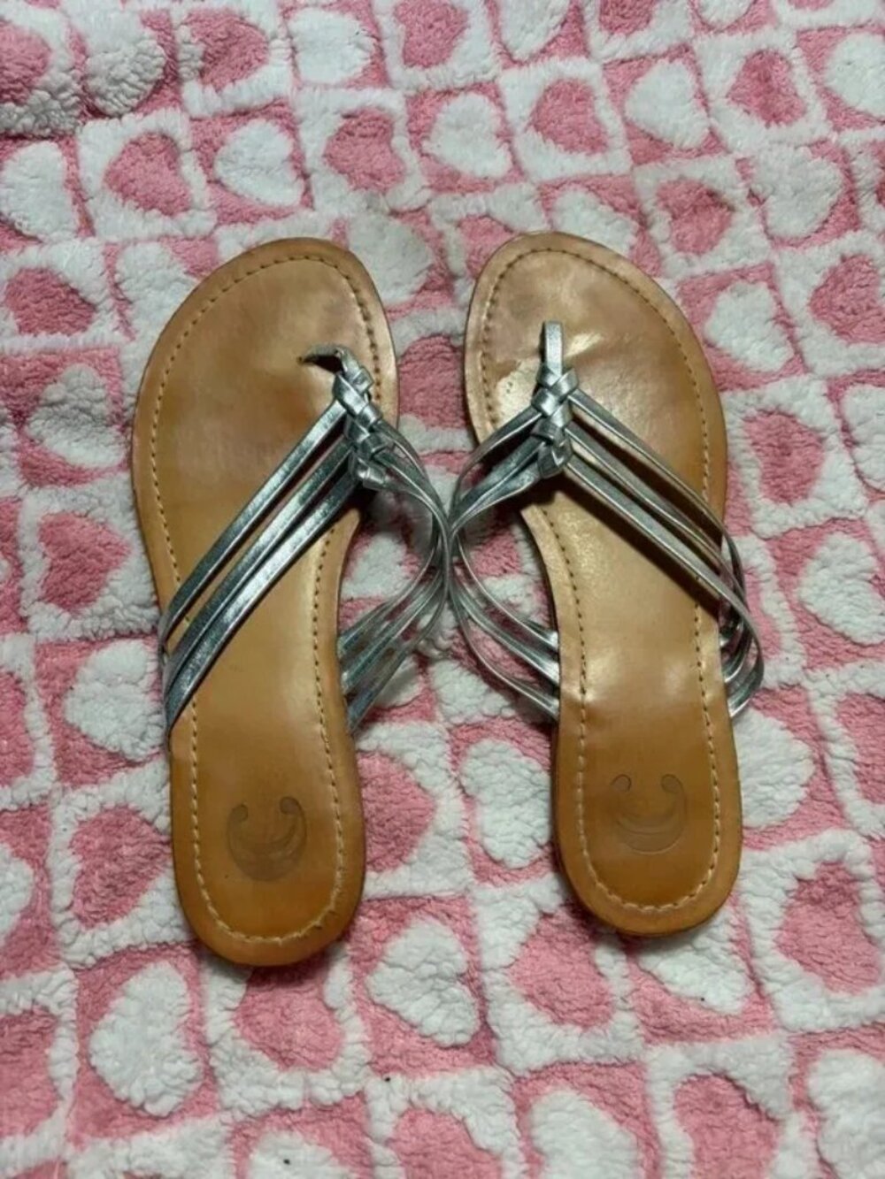 Silver Strappy Flat Sandals
